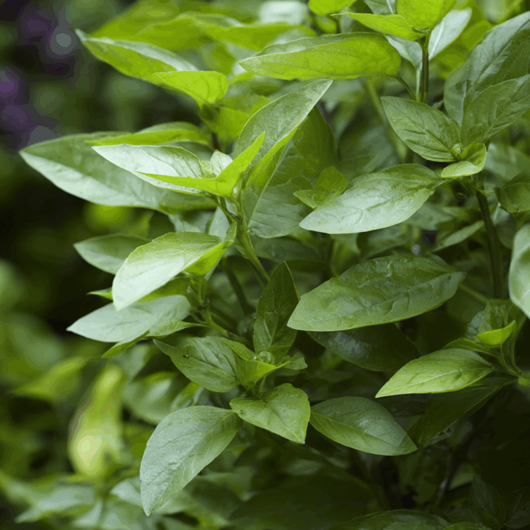 Lemon Basil herb growing in a garden